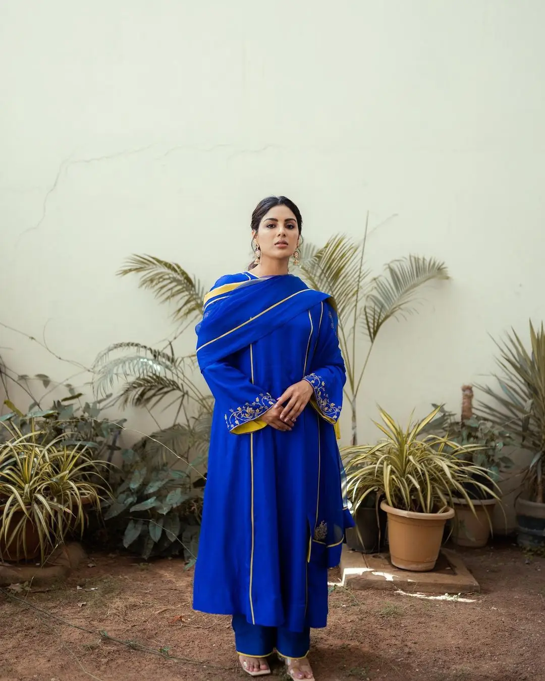 Samyuktha Menon Wearing Beautiful Earring Blue Gown